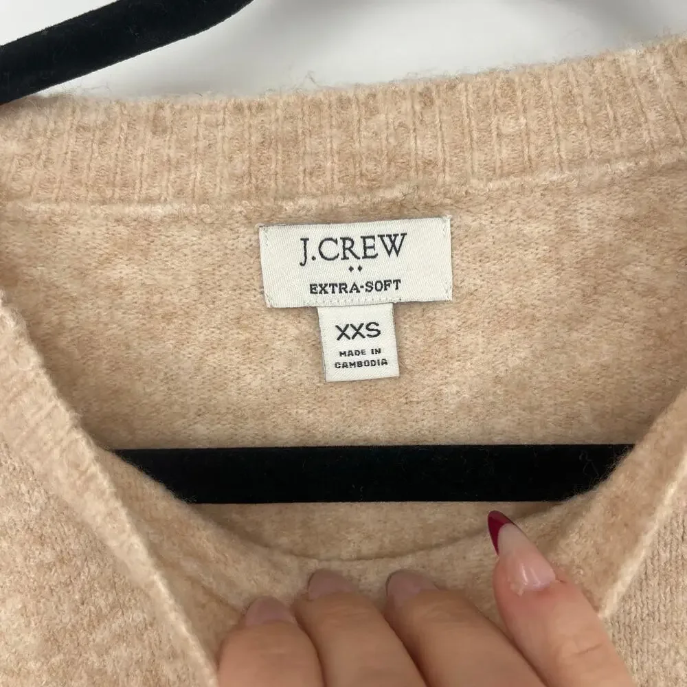 J.Crew Extra Soft Yarn Sweater XXS Beige Wool Blend Crewneck BU223